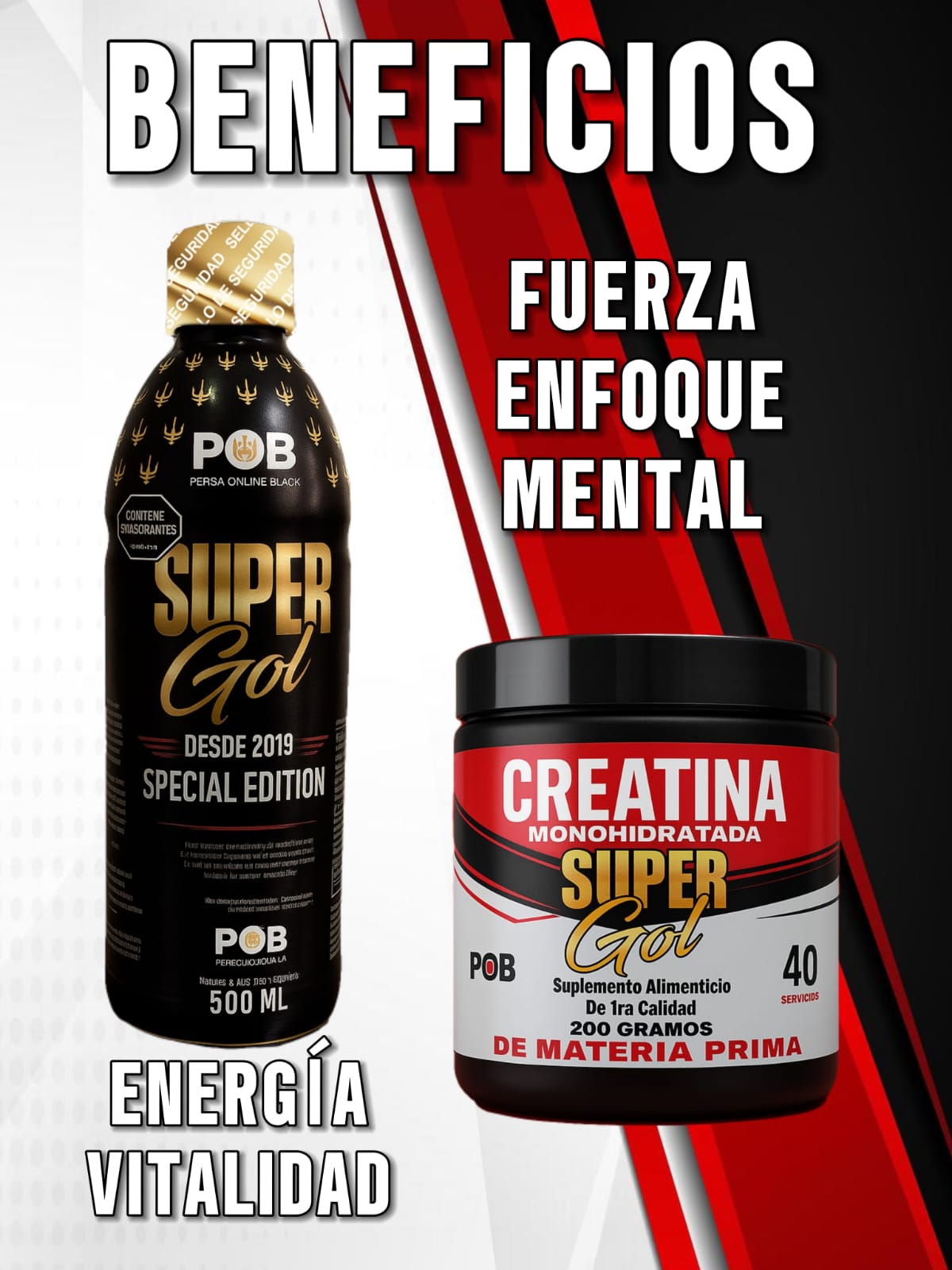 CREATINA 200 GR Y SUPER GOL DE 500 ML
